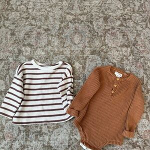 Cozy Striped Brown and White Kids Sweater / Romper